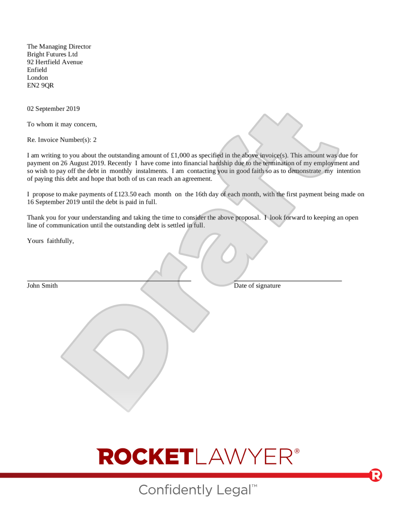 Payment Plan Request Letter Template Uk Infoupdate Org